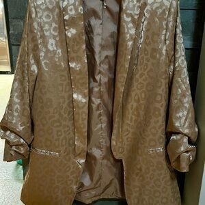 Entro Shimmering Leopard Print Tan Blazer
